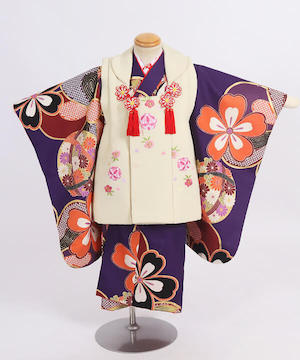七五三(三歳) | 紫地に大花文様