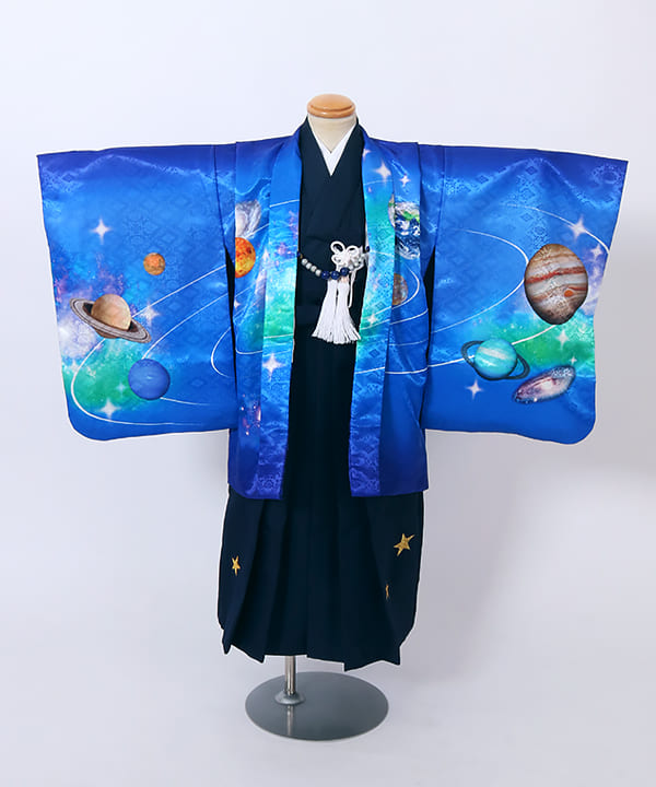 七五三(五歳) | 青地に惑星と宇宙柄