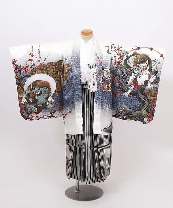 七五三(五歳) | 白地に風神雷神文様