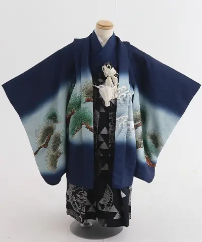七五三(五歳) | 紺地に松と波文様