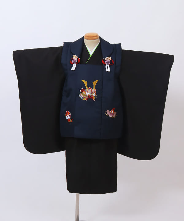 七五三(三歳男の子) | 紺地に兜と縁起文様