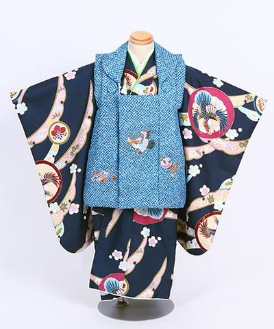 七五三(三歳男の子)｜紺地に鷹柄