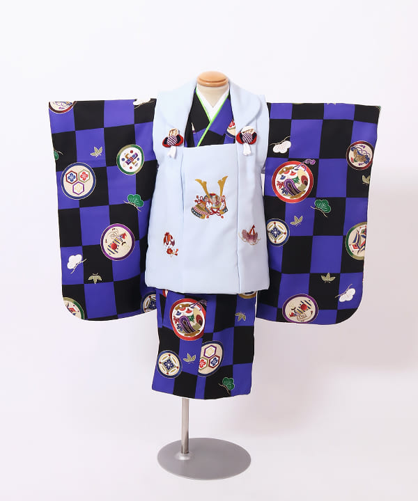 七五三(三歳男の子) | 市松模様に兜柄