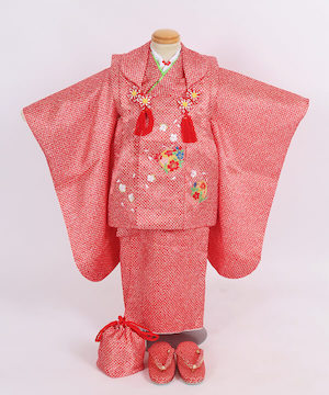 七五三(三歳) | 赤地に絞り風模様