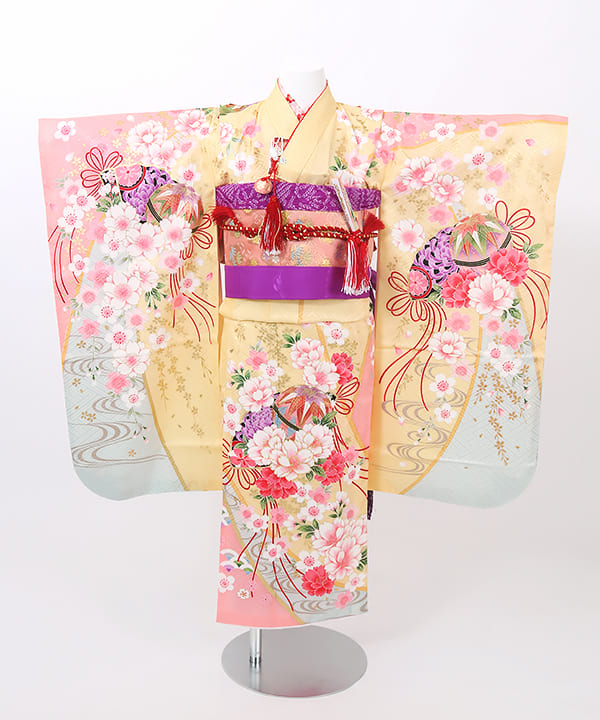 七五三(七歳) | 正絹 パステルイエロー 優美な枝垂れ桜