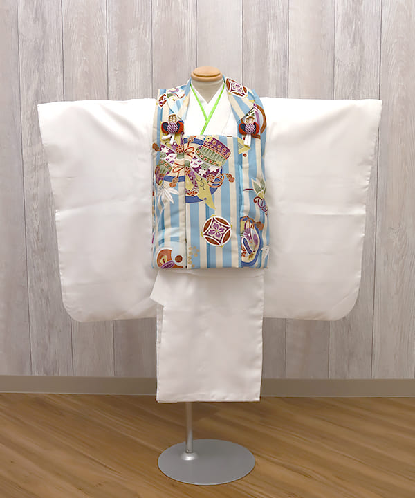 七五三(三歳男の子) | 白地に水色縞模様