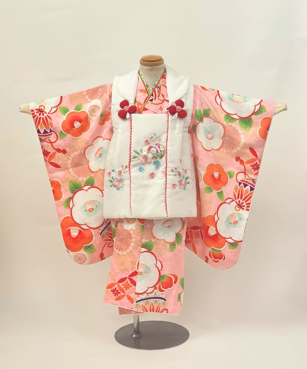 七五三(三歳) | ピンク地に梅花と手毬