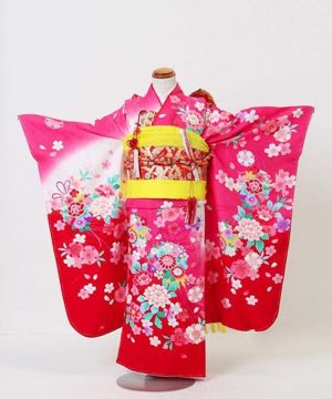 七五三(七歳) | 「絵羽柄」ピンク地 花まり