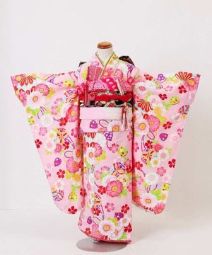 七五三(七歳) | ピンク地に手まりと桜