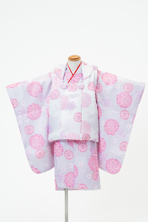 七五三(三歳) | 薄紫地に菊と桜×総柄の被布