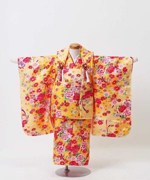 七五三(三歳) | 【小雪】薔薇と小花に鞠 黄×黄