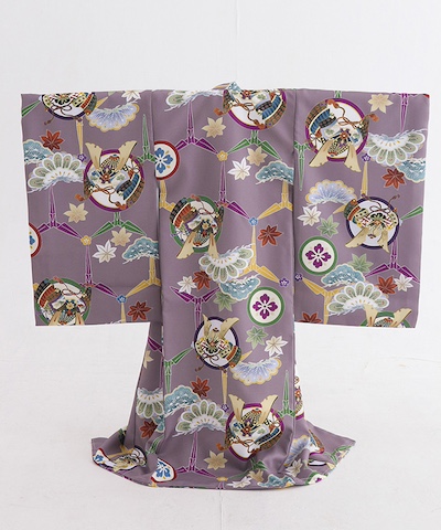 産着(お宮参り)| 薄紫地に菱模様と兜