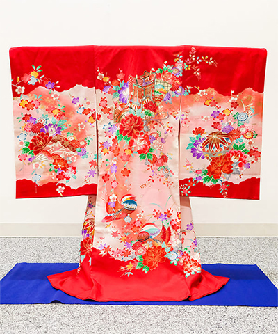 産着(お宮参り)|御所車に牡丹と鞠