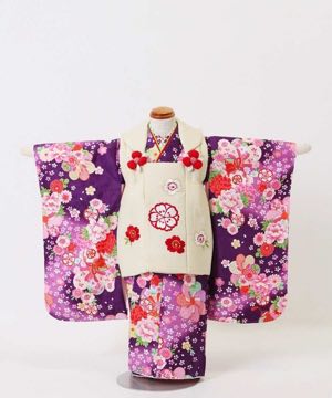七五三(三歳) | 【花ひめ】桜/花鼓 紫×クリーム