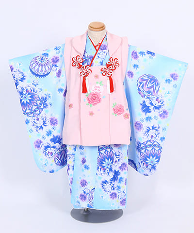 七五三(三歳) | 水色に鮮やかな鞠