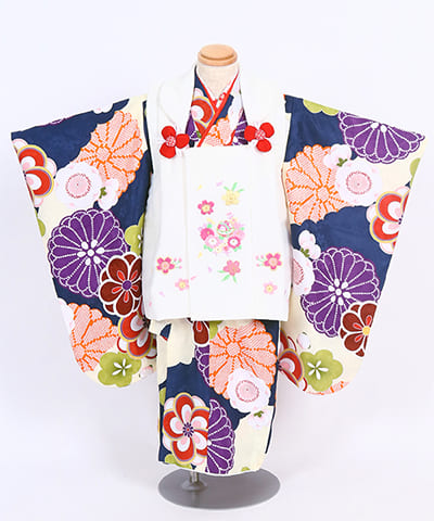 七五三(三歳) | 青地に大輪の菊