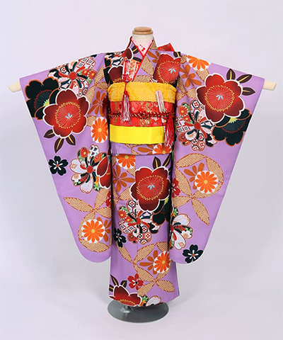 七五三(七歳) |薄紫地に梅と花風車