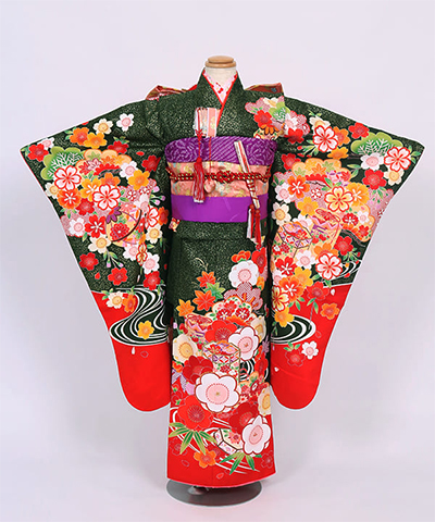 七五三(七歳) |濃緑色 宝箱と松竹梅