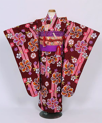 七五三(七歳) |桜地紋に花風車と熨斗紋様