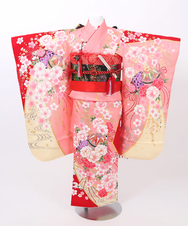 七五三(七歳) | 正絹 サーモンピンク 優美な枝垂れ桜