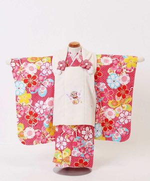 七五三(三歳) | 【小町kids】かのこ桜 赤×オフホワイト