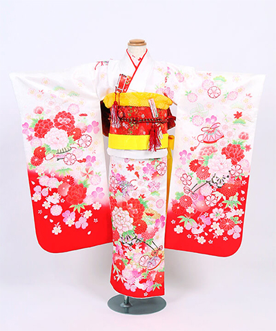 七五三(七歳) |白地に花車