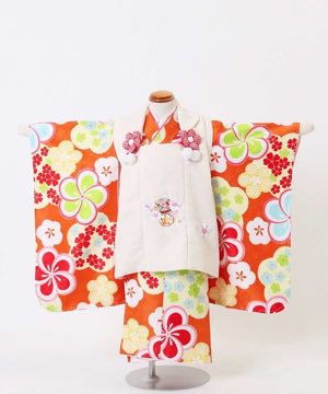 七五三(三歳) | 【小町kids】花 オレンジ×オフホワイト