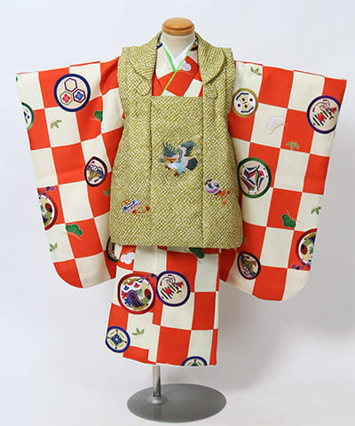 七五三（三歳男の子）| 市松模様に宝尽くしと鷹