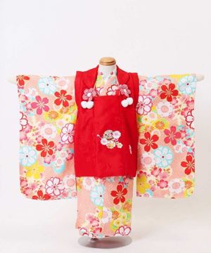 七五三(三歳) | 【小町kids】かのこ桜 黄ピンク×赤