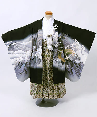 七五三(五歳) | 黒地に富士と荒波に鷹