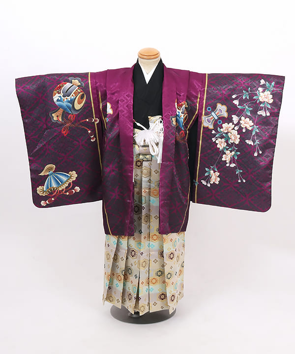 七五三(五歳) | 紫地に桜と小槌