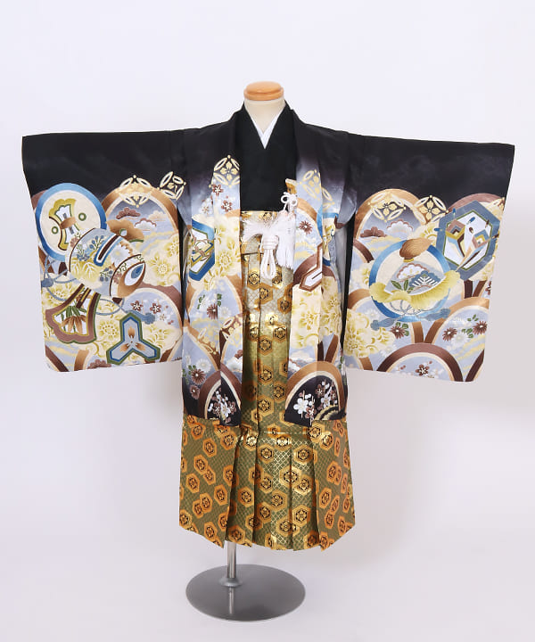 七五三(五歳) | 黒地 青海波文様と鷹