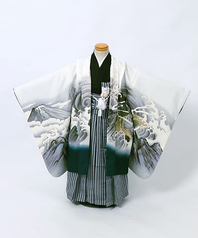 七五三(五歳) | 白地に富士と波濤に龍
