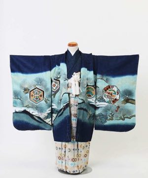 七五三(五歳) | 青地 松と青海波に鷹