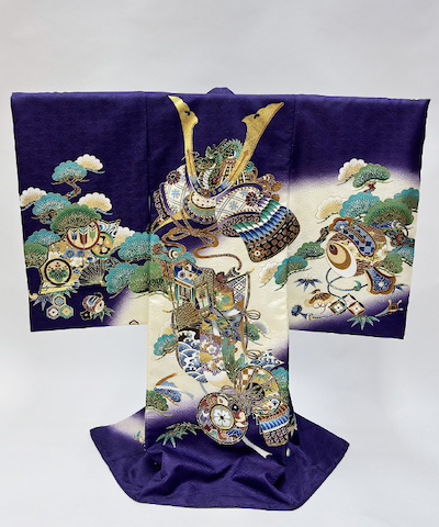 産着(お宮参り)|紫地に大兜と松