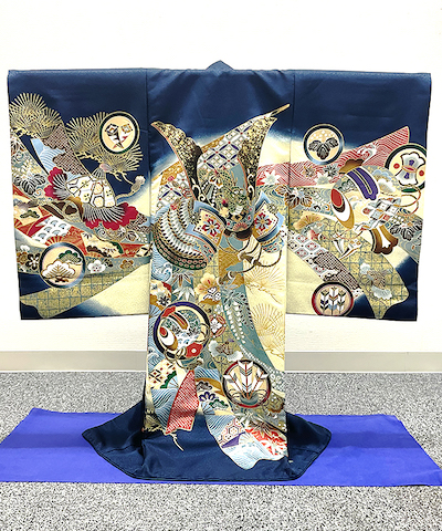 産着(お宮参り) | 青地に鎧 熨斗紋と小槌