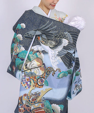 産着(お宮参り)|鷹と兜に松