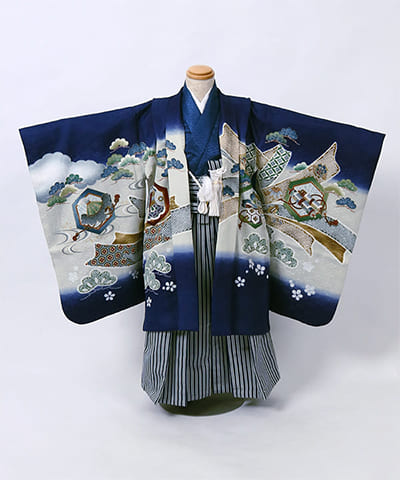 七五三(五歳) | 紺地に熨斗と吉祥文様