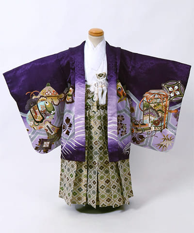 七五三(五歳) | 紫地に吉祥文様と宝尽くし