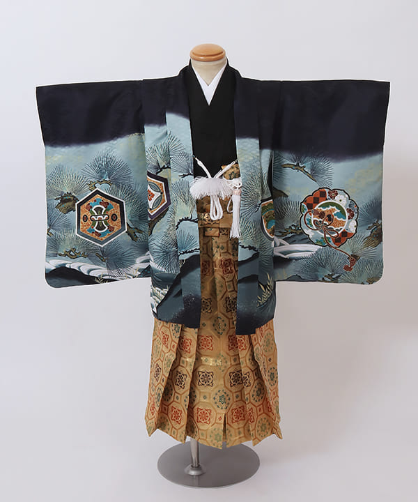 七五三(三歳男の子) | 黒地に松と宝尽くし文様