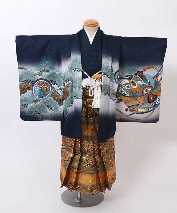 七五三(三歳男の子) | 緑×水色ぼかしに松と波