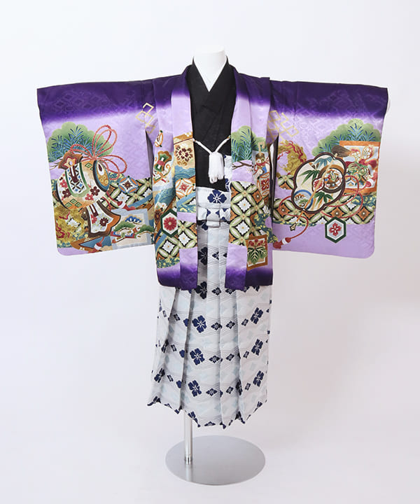 七五三(五歳) | 紫地に吉祥文様と宝尽くし