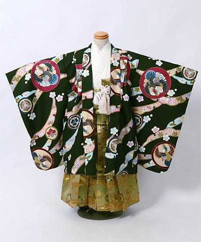 七五三(五歳) | 深緑地に鷹と吉祥文様