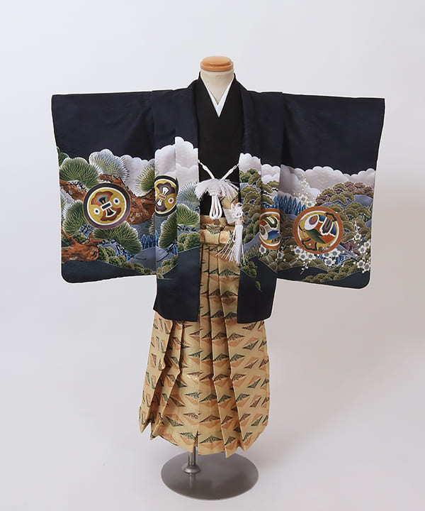 七五三(三歳男の子) | 黒地に松と宝尽くし