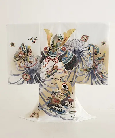 産着(お宮参り) | 白地に兜と宝船